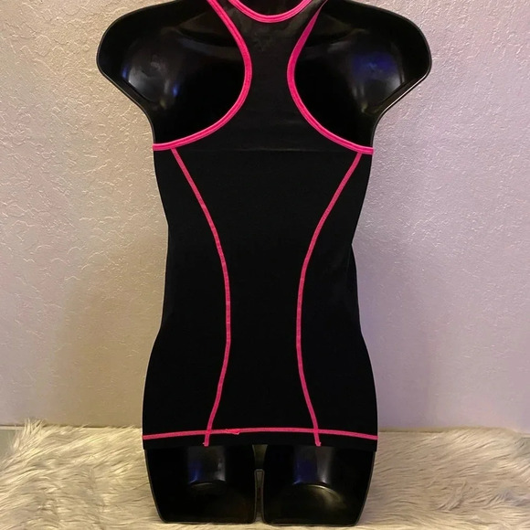 Splash Black and Pink Contrast Trim Stitched One Size Stretch Tank Top Athletic - Picture 13 of 15